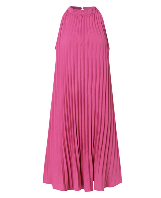 Solid Holiday Sleeveless Pleating Plus Size Dress for Women - Black S