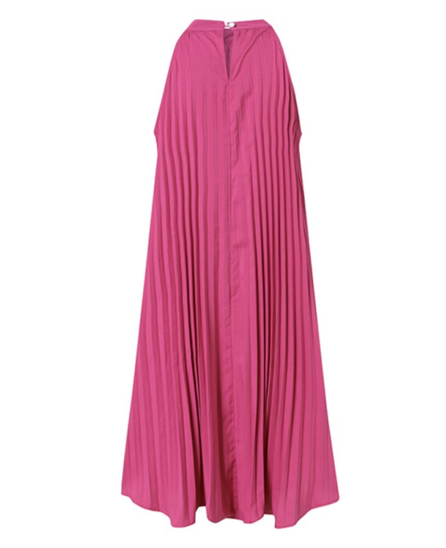 Solid Holiday Sleeveless Pleating Plus Size Dress for Women - Black S