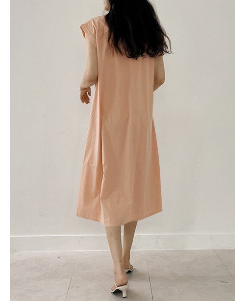 Solid V Neck Short Sleeve Midi Casual Dress - Gree...