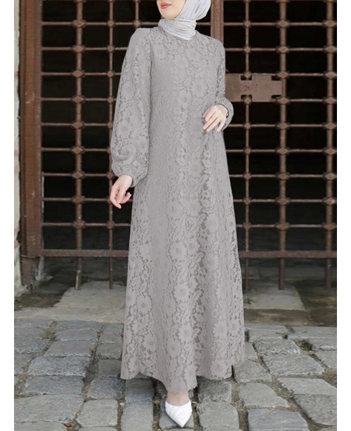 Women 100% Cotton Abaya Kaftan Lace Patchwork Casu...