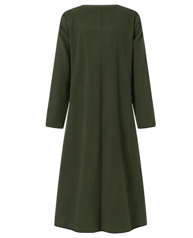 Women Slitting Leisure Solid Long Sleeve Ankle Length Midi Dresses - Black S Women Slitting Leisure Solid Long Sleeve Ankle Length Midi Dresses - Black S