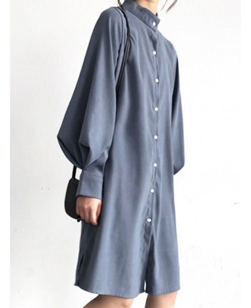 Women Shirt Puff Sleeve Buttons Patchwork Solid Ca... Women Shirt Puff Sleeve Buttons Patchwork Solid Ca...