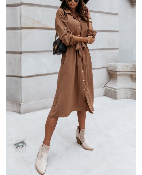 Women Solid Button Down Front Lace-Up Lapel Drop S... Women Solid Button Down Front Lace-Up Lapel Drop S...
