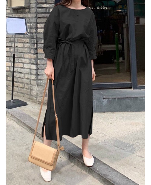 Women Solid Side Fork Elastic Waist Lace-up Ankle ... Women Solid Side Fork Elastic Waist Lace-up Ankle ...