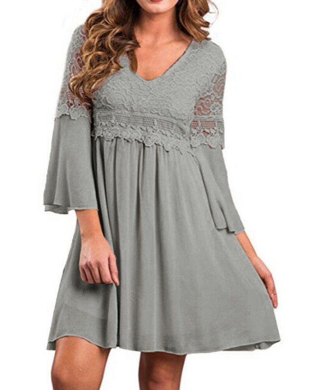 Lace Leisure Style Summer Holiday Loose Mini Dress - Apricot S