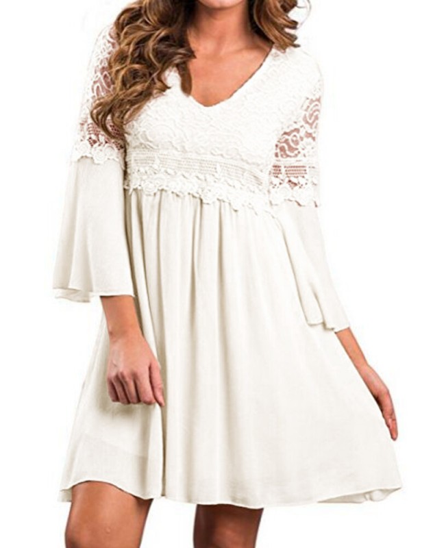 Lace Leisure Style Summer Holiday Loose Mini Dress - Apricot S