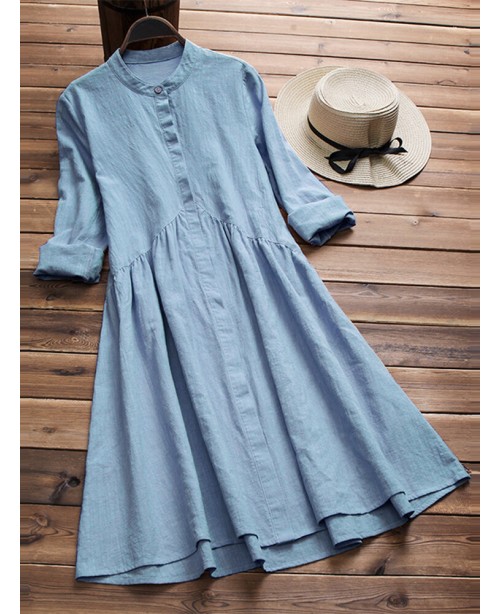 Women Vintage Tunic Retro Ethnic Midi Shirt Dress ...