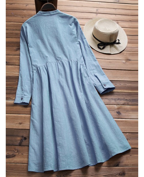 Women Vintage Tunic Retro Ethnic Midi Shirt Dress ...