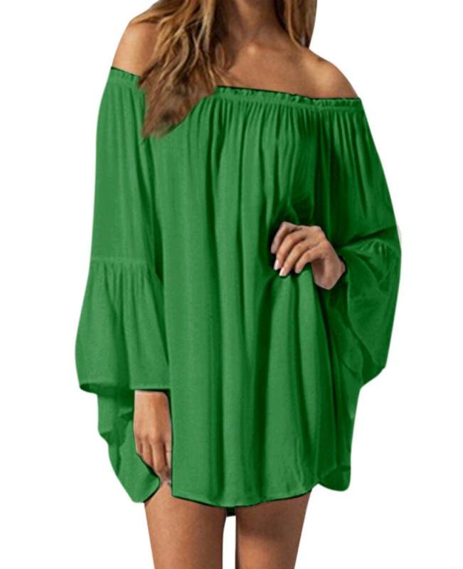 Off Shoulder Solid Pleated Summer Casual Dress For Women - White 3XL