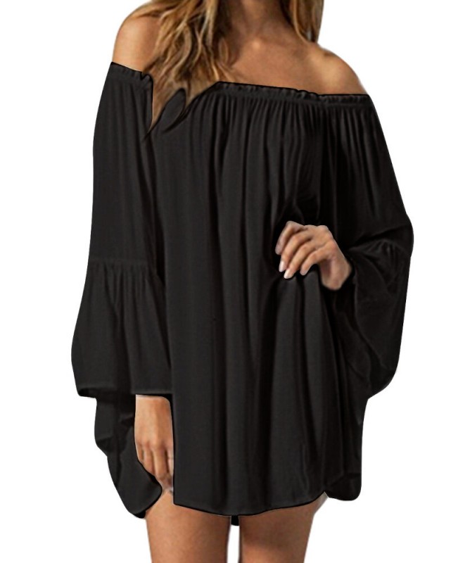 Off Shoulder Solid Pleated Summer Casual Dress For Women - White 3XL