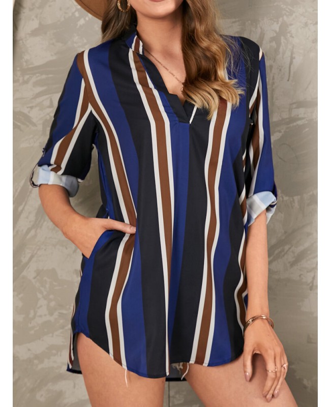 V-Neck Casual Multicolored Floral Summer Dress For Women - Multicolor S