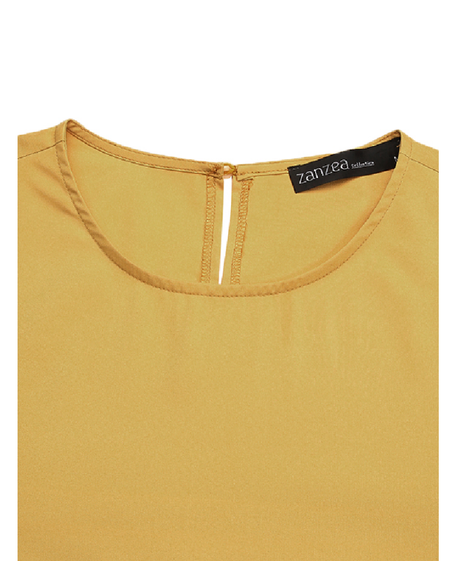 Women Pure Color Layered Irregular Hem Kaftan Casual Long Sleeve Maxi Dresses - Yellow S