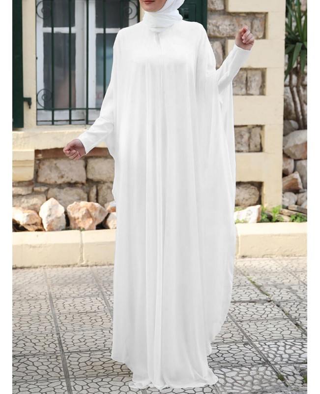 Women Kaftan Tunic Two-Piece Detachable Outside Bat Long Sleeve Maxi Dress - Black S