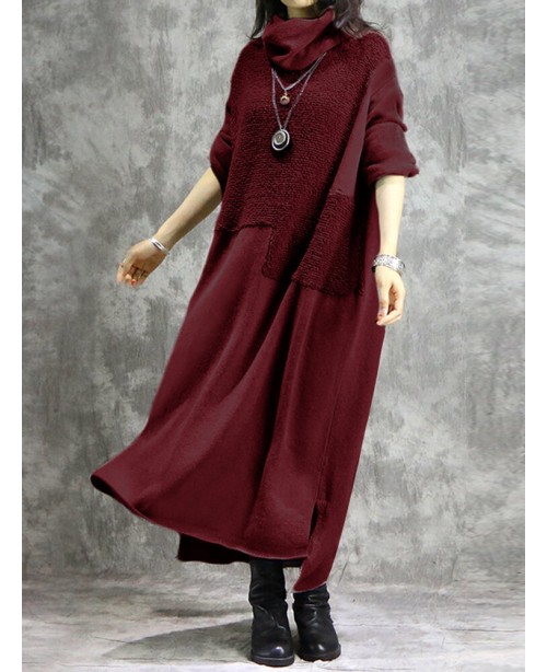 Women Casual Solid Color Long Sleeve Maxi Dress - ...