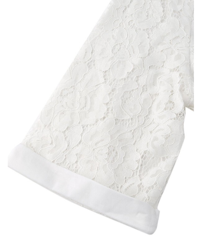 Cold Shoulder Lace Croceht Long Maxi Hollow Out Dress For Women - White S