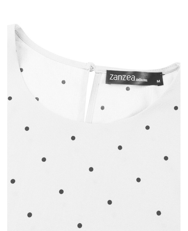 Women Polka Dot Kaftan Tunic Elasyic Cuff Buttons Floor Length Full Sleeve O-Neck Midi Dresses - White S