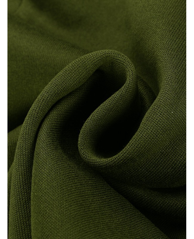 Casual Women Hooded Solid Color High Low Sweatshirt Dress - Army Green M