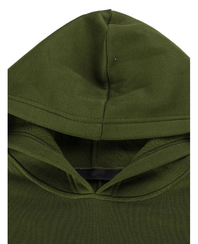 Casual Women Hooded Solid Color High Low Sweatshirt Dress - Army Green M