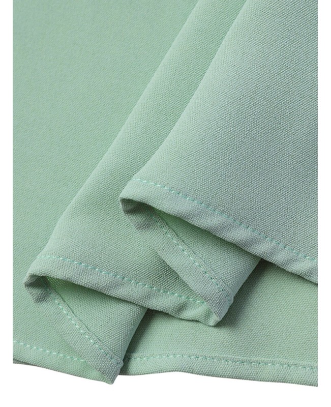 Solid Back Tie Crew Neck Lantern Long Sleeve Casual Dress - Green 3XL