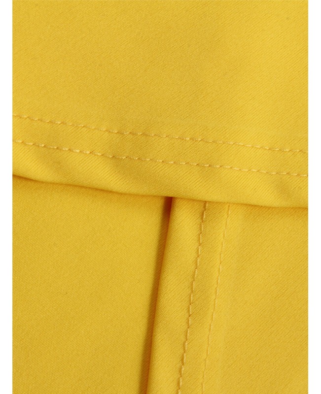 Yellow V-neck Irregular Hem Crossed Front Design Ruffle Midi Dress - Yellow M