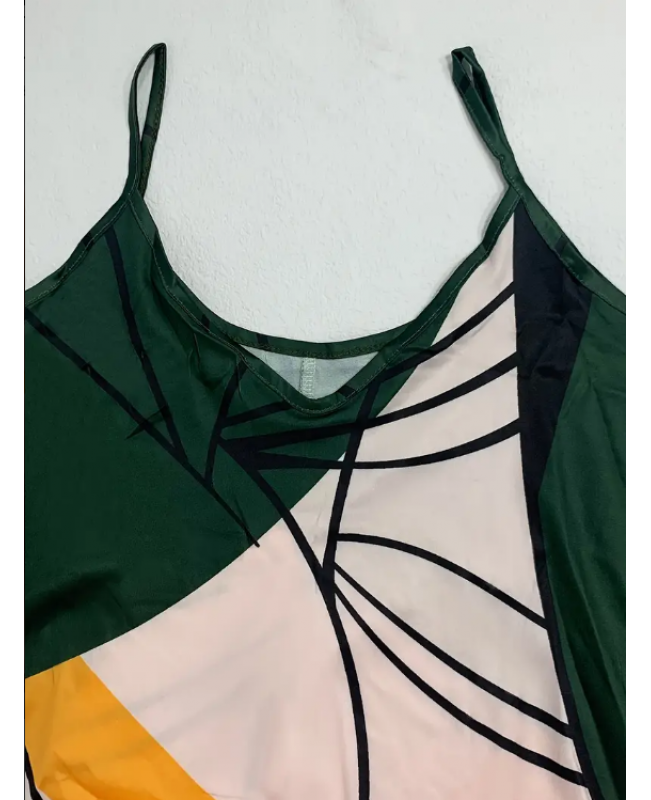 Oil Painting Print Cami Dress With Pocket, Casual Every Day Dress For Summer & Spring, Women's Clothing