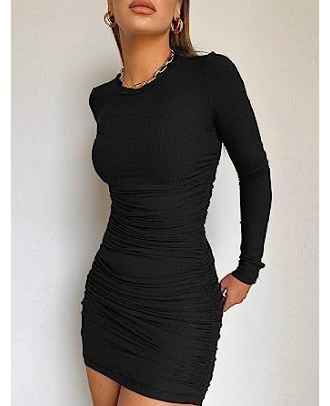 Women's Summer Ribbed Tank Dress Scoop Neck Slim Fit Sleeveless Bodycon 